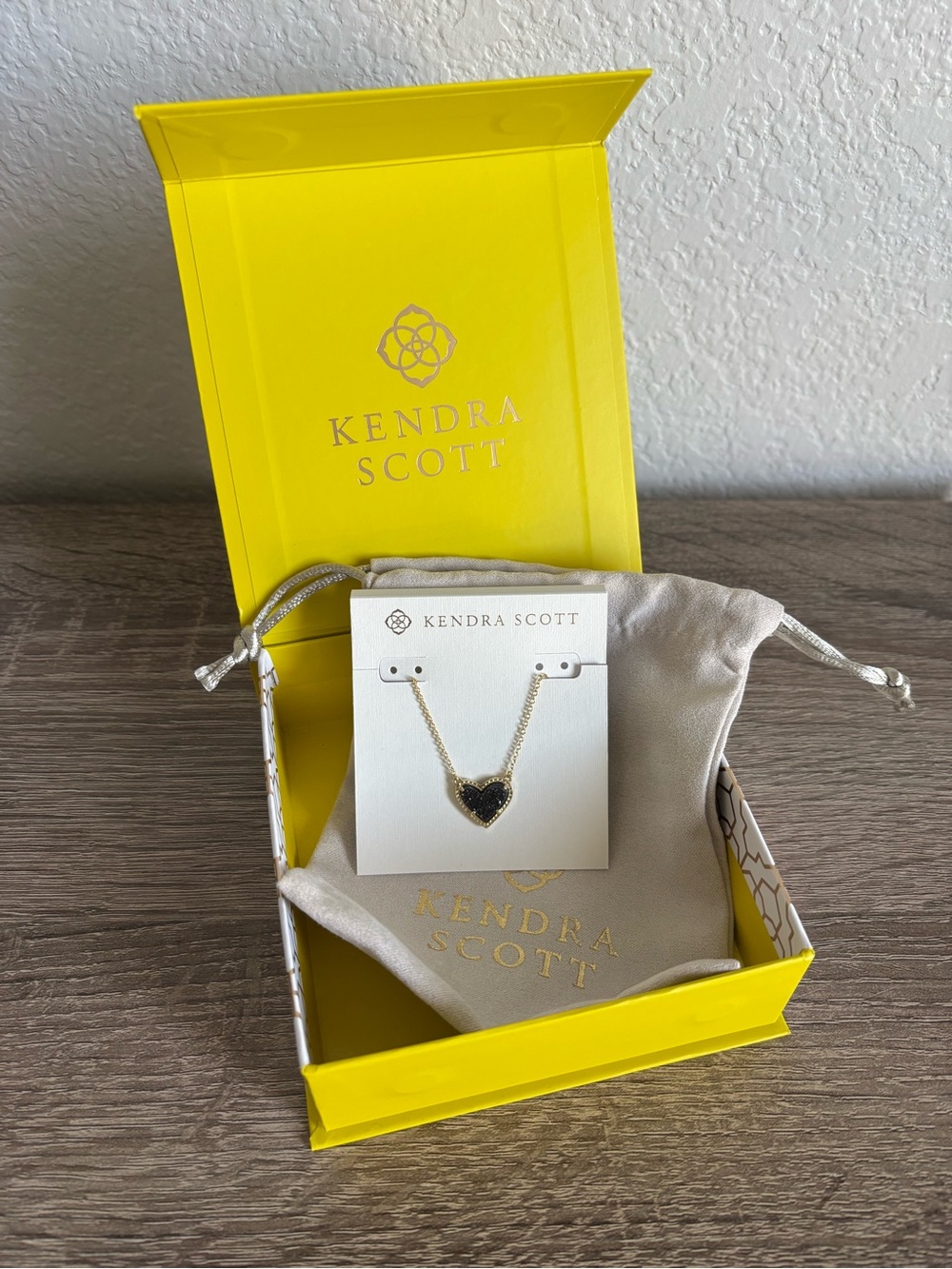 Kendra Scott Gold Heart Necklace with Black Pendant